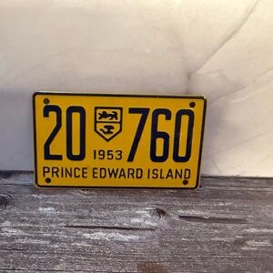 Vintage 1953 Wheaties Cereal Prince Edward Island Metal Bicycle License Plate